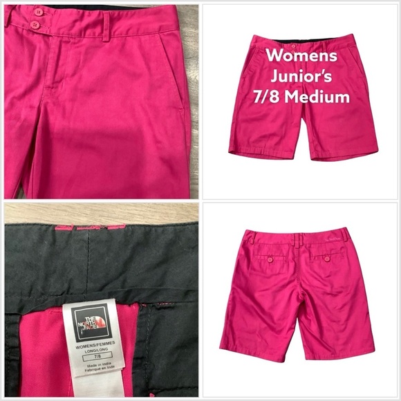 Women's Junior's North Face 7 8 M Medium Shorts Chino Khakis Pink Bermuda Twill - Picture 1 of 9